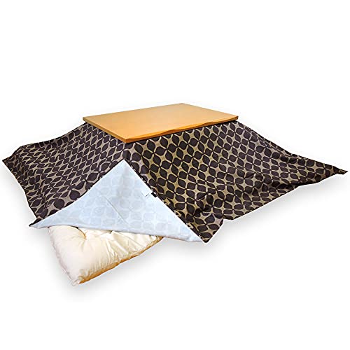 こたつ上掛けカバー 大判長方形 グランキャロルブラウン 215×255cm マルチカバー 綿100% モダン 日本製 眠り姫