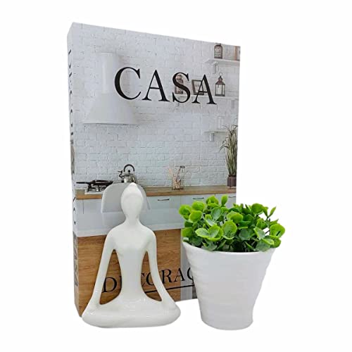 Kit Livro Caixa Decorativo Fake Yoga Vaso Porcelana Decor