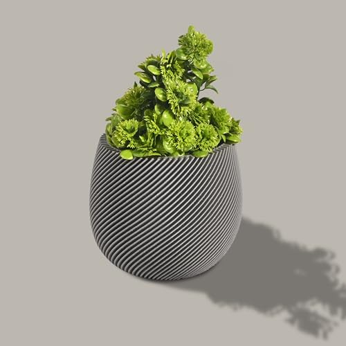 Image of Kuber Industries Indoor Artificial Plants with Pot for Shelf and Table Top | Potted Faux Plants for Home Decor & Office Desk | TV Unit Decorative Items for Living Room | 4001 - Grey