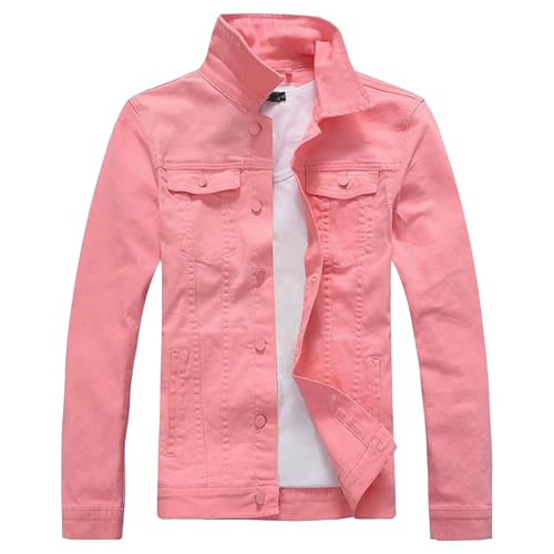 Chaqueta vaquera rosa de hombre con solapa y manga larga miniatura 1