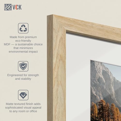 Image of VCK 18x24 Poster Frame 5 Pack, Natural Wood, 16x20 Mat, for Gallery Wall