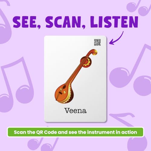 Image of Musical Instruments Flash Cards | 36 Laminated Cards | Age Group: 2-4 Years | Science Educational & Fun Activity for Kids