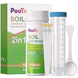 PooTe Soil pH Test Kit - 100 Strips 2-in-1 Soil Testing Kit (3.5-9 Range) with Plastic Tube - Professional Tester Soil Nitrogen & pH for Garden Home Lawn Grass Yard, Green
