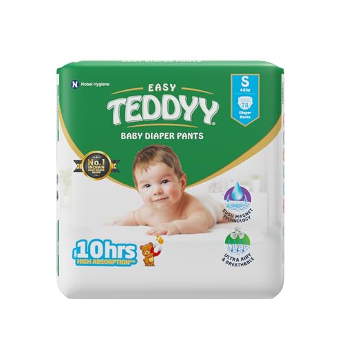 TEDDYY Baby Easy Pant Diapers Small 78 Count (Pack of 1), 4-8 kgs, 10 hrs Leak Protection, Anti - Bacterial
