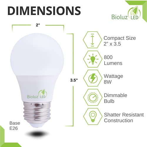 Bioluz Led Light Bulbs A15 Cool White 4000K Dimmable A15 60 Watt Led Light Bulbs (Uses 8 Watts) 4 Pack #TOP1