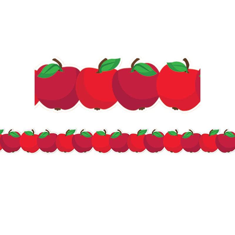 Cenefa de manzanas troquelada de 37 pies para ambientar aulas y escuelas