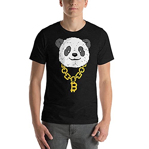 T-shirt Bitcoin Panda avec chaîne en or look crypto streetwear unique