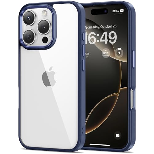 Image of HOOMIL Case for iPhone 16 Pro 6.3-Inch, Non-Yellowing, Drop Protection, Anti-Scratch Transparent Hard Back Phone Cover - Blue