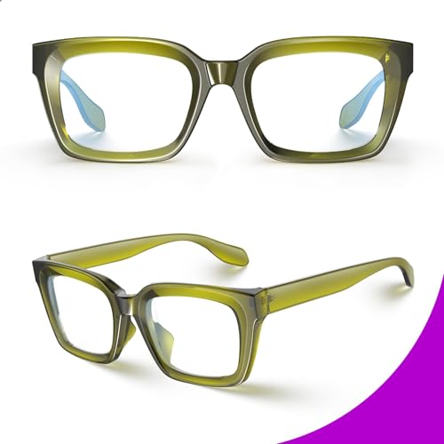Image of VISOONE Chunky Square Anti Glare UV400 Blue Light Blocking Computer Glasses | 99% Digital Screen Filter Non-Prescription Clear Lens Thick Frame 32g Lightweight Eyewear Office for Men Women MONTANA