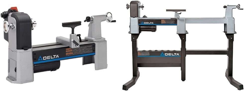Delta Industrial 46-460 12-1/2-inch Variable-Speed MIDI Lathe, Gray & Industrial 46-464 Midi-Lathe Modular Stand Extension