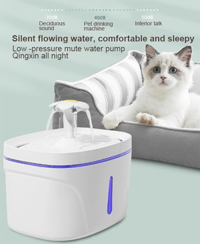 Fuente de agua automática para mascotas 2.5L con luz LED miniatura 5