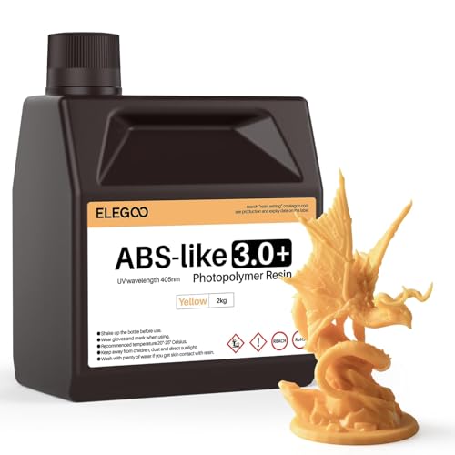 Image of ELEGOO ABS-Like Resin 3.0+, Upgraded 3D Printer Photopolymer Resin, Higher Heat-Resistance Fast Curing High Precision Non-Brittle, Yellow 2000g