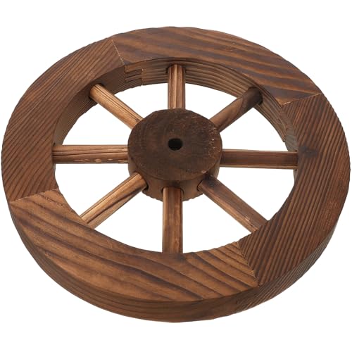 Rueda de madera rústica de 9,95" para colgar en pared exterior e interior 1