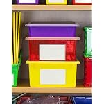 Storex Letter Size Flat Storage Tray – Organizer Bin for Classroom, Office and Home, Red, 5-Pack (62518U05C) , 10 x 13 x 3 Inches - Image 2