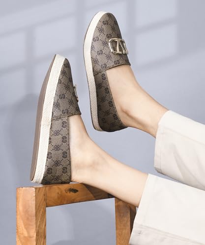 Image of JM LOOKS Women Slip On Platform Loafers with Buckle Detail Upper