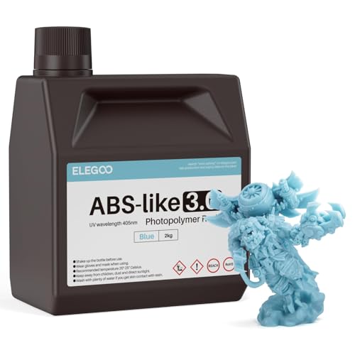 Image of ELEGOO ABS-Like 3.0 3D Printer Resin Blue 2000g | High Strength and Toughness, High Precision, Low Viscosity, UV-Curing Photopolymer Resina for MSLA DLP LCD 3D Printers