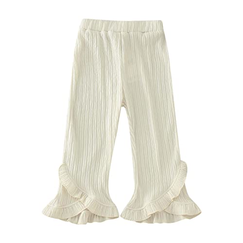 Moonker Baby Girls Soft Baggy Pants Elastic Waist Pleated Boho Trendy Casual Bell Bottom Pants Loose Toddler