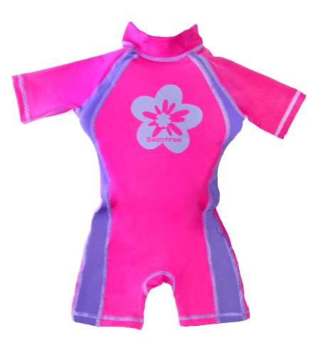 Swimfree Girls Pink/Purple Floating Swimsuit Sun Protection Swim Suit Spf+50 Flotation Suit Size Medium For Kids Age 3.5-5.5 Years Old