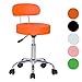 Produktbild SixBros. Sitzhocker höhenverstellbar, Drehhocker mit Rollen, Hocker aus Kunstleder, verstellbar, Rückenlehne, orange