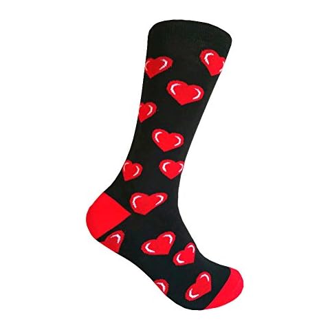 Triple M Plus Men's Red Hearts on Black Dress socks Cover