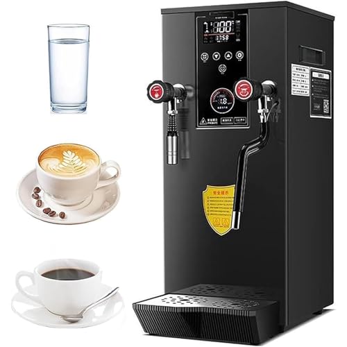 Máquina de vapor eléctrica comercial de 2200 W, espumador de leche multiusos de 12 l, máquina de espuma de leche a vapor, con pantalla LED para té, cafetería, postre, color blanco
