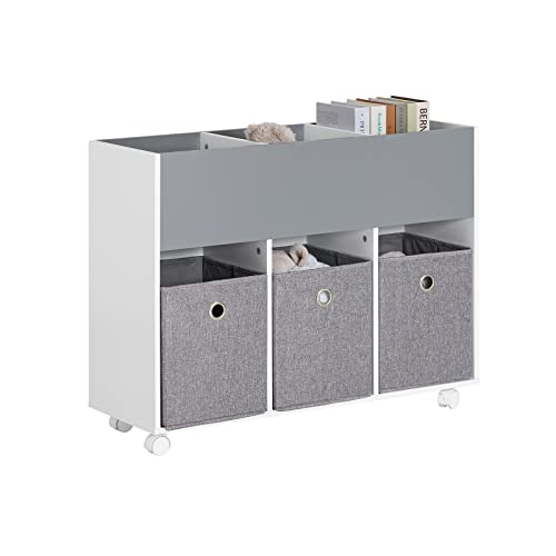 SoBuy KMB61-HG Kinderregal mit 3 Stoffboxen Bücherregal Kinderzimmer Regal...