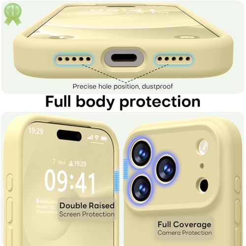 Image of LOVE 3000 Designed for iPhone 17 Pro Max Case, Premium Silicone [Compatible with Magsafe][Soft Anti-Scratch Microfiber Lining] Shockproof Protective Phone Case for Men Women 6.9 inch, Creamy Yellow