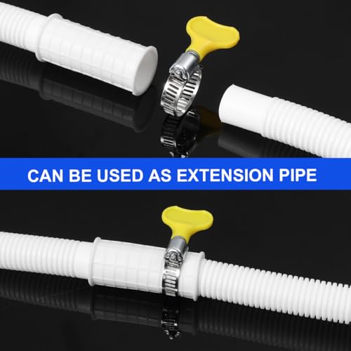 Image of Housoutil Air Conditioner Drain Flex Hose with Cuttable Rubber Adapter and Connect Clamp, Condensate Drain Line Hose for Air Conditioner System, Semi-automatic Washing Machine Portable Washing Machine