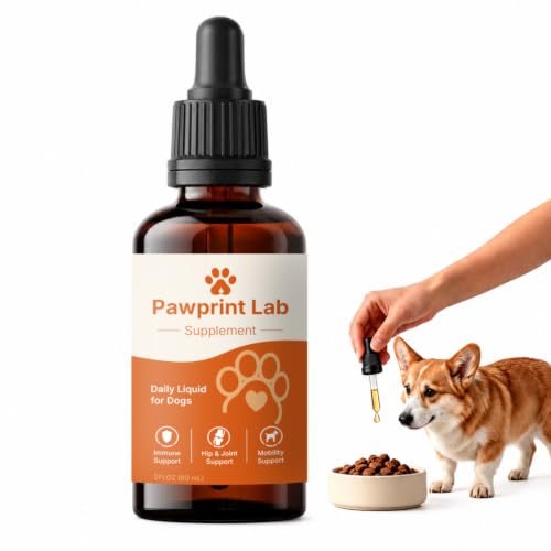 Pawprint Lab Liquid Dog Supplement, Dog Vitamins & Liquid Supplements, Immune, Hip & Joint and Mobility Support, Daily Multivitamin Formula, 2 fl oz 60 mL