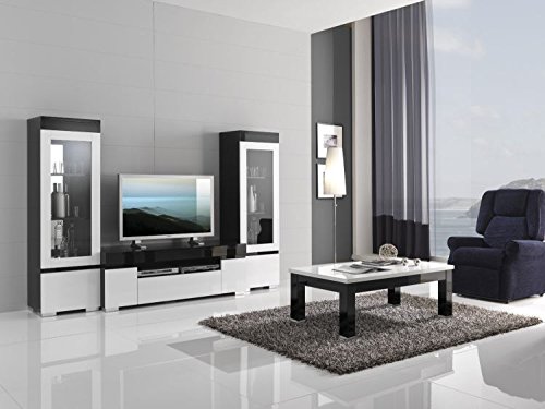Insieme TV Parete Laccato Nero/Bianco Ketty
