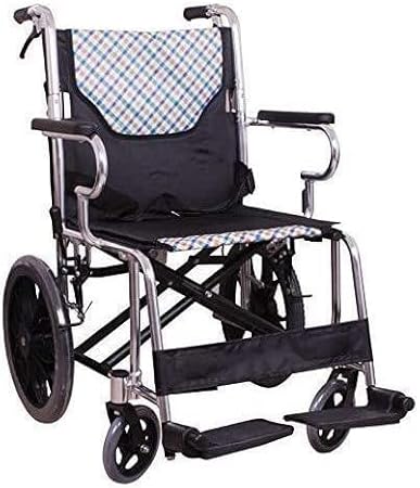 YDoo Silla de Ruedas de Transporte portátil para el hogar de Transporte Ligero para Personas Mayores Silla de Ruedas de Transporte portátil para el hogar con propulsión de Aluminio Cómoda Silla d