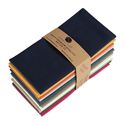 Natural Craft #NC-D.NAP/18-MULTI Multicolor Cloth Napkins Set Of 12 Cotton Linen Fabric Everyday Lunch Dinner Napkin Fall Halloween Holiday Birthday Party Gift cover