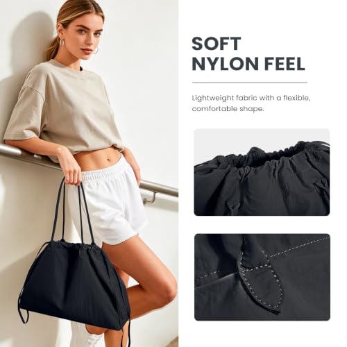 Bolso Tote de Nylon para Mujer con Cierre de Cordón miniatura 3