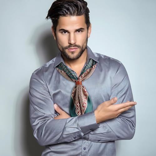Image of 27.5 Inches Square Silk Feeling Neck Scarf for Men Necktie Silk Bandanas Pocket Square Cowboy Scarves