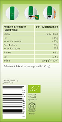 A.Vogel Herbamare Original Seasoning Salt | Sea Salt with 12 Different Fresh Organic Vegetables & Herbs| Add Flavour to Cooking | 500g