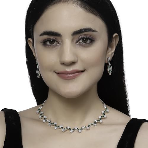 Rhodium-Plated Diamond Necklace Set
