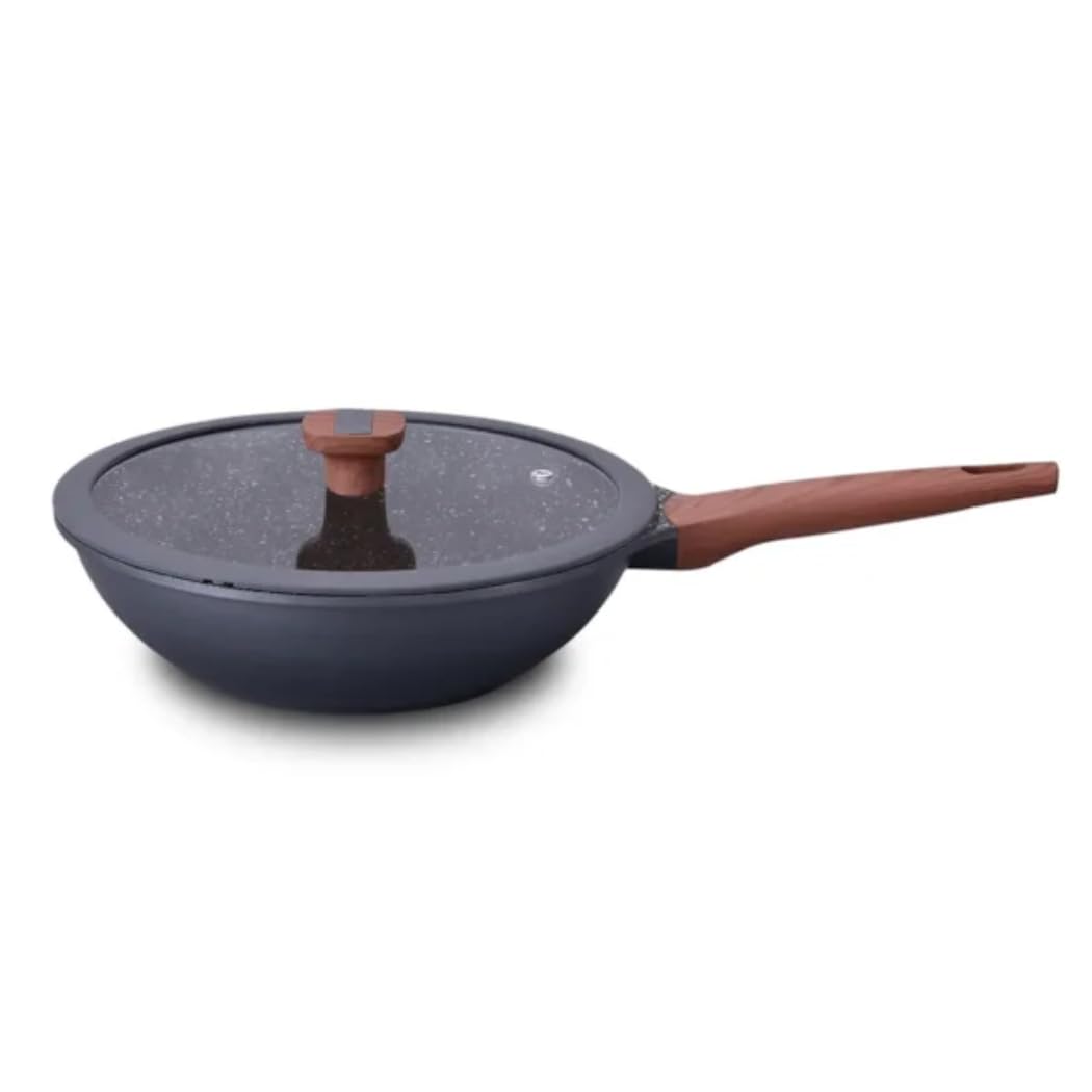 Frigideira Antiaderente 30cm com Tampa de Vidro 5,3L | Compatível com Fogão por Indução,