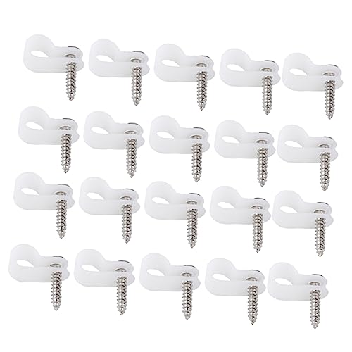 MOLUCKFU 100pcs Whole Line Clamp Dsl Cable Circuit Holders Cable Management Wire Rope Round Cable Clips Cable Wall Fasteners R-Type Whole Wire Clip Cable Fastener R Wire Clamp White Plastic