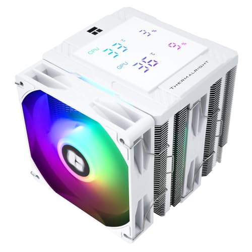 Thermalright Peerless Assassin 120 Digital ARGB White CPU Cooler, Double Towers and Double Fans Cooling, CPU Air Cooler, Digital Screen Top Cover, for AM4/AM5,Intel LGA1851/1700/115X/1200