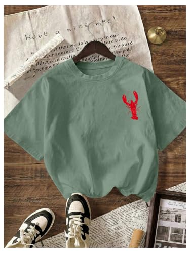Image of RoseSeek Women's Graphic Letter Tee Crew Neck Trendy Summer Vintage T Shirt