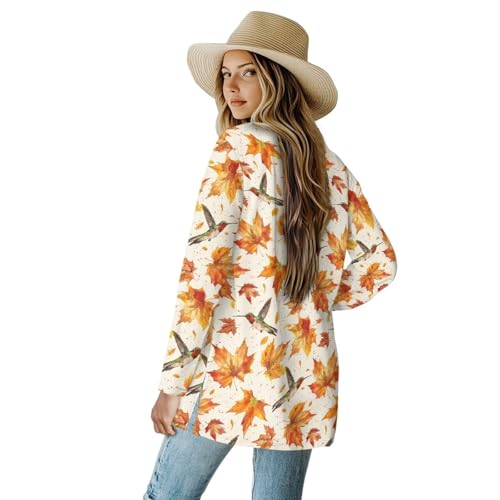 Womens Fall Long Sleeve Open Front Print Cardigan Loose Lightweight Cardigans Casual Coat Outwear with Pockets3