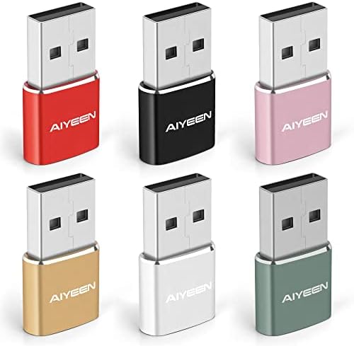 Ulepszony adapter USB C żeński na USB A, konwerter typu C na USB A do Apple iWatch 7, MacBook, iPhone 11 12 13 14 Pro Max, iPad Mini 6, Samsung Galaxy S20 S21 S22 (6Pack Mix)
