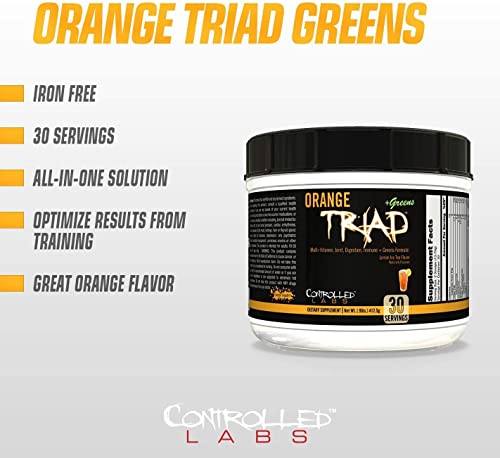 Controlled Labs Orange Triad Plus Greens For Men And Women, 30 Servings Iron Free Sports Supplement For Overall Health, Multivitamin, Digestion, Immune System, And Joint Health #TOP1