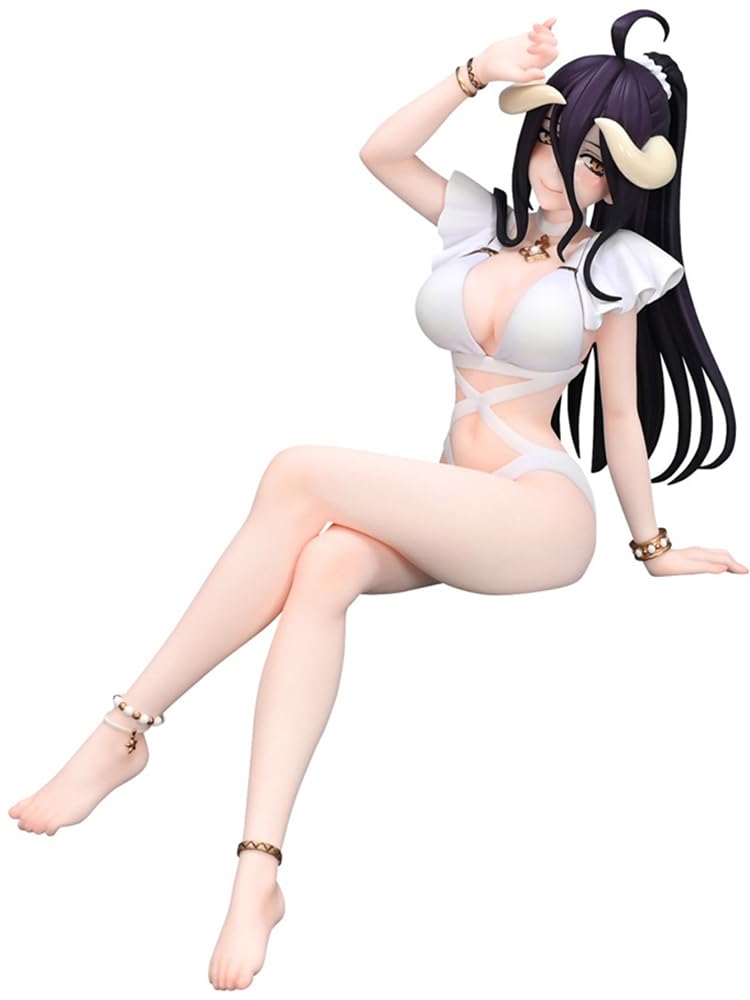 Jiumaocleu Albedo Figure Statue, 1/7 Scale, 16cm Sitting Pose, Anime Action Figure, Albedo Merch, Desktop Decoration, Collectible