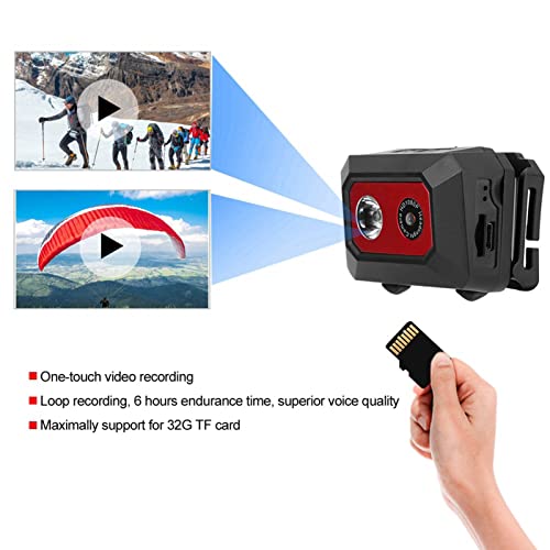 Super HD 1080P DV-Sportkamera, Am Kopf Montierter Action-Video-Camcorder mit DVR-Recorder-Kopfkamera für Fotografische Outdoor-Aufnahmen zu Hause und auf Reisen (Schwarz Rot)