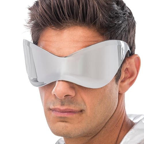 Chaks - Brille Alien Silber, verspiegelte Gläser im Space Design, Futuristisches Accessoires für Karneval, Festival Chaks - Brille Alien Silber, verspiegelte Gläser im Space Design, Futuristisches Accessoires für Karneval, Festival