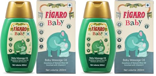 Image of Figaro Baby Massage Oil With Goodness Of Natural Olive Oil Enriched With Vitamin E, Dermatologically Tested, 200 Ml (Pack of 2)