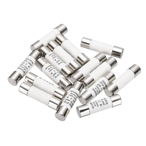 Image of sourcing map 15pcs 500V 2A Fast Blow Fuse, Ceramic Cartridge Fuses Microwave Fuse Current Protection F Type 10x38mm for Electrical Industrial