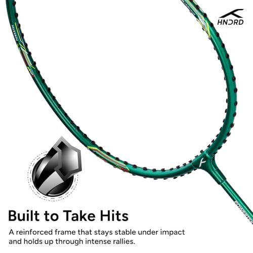 Image of Hundred Powertek 200 Aluminium Badminton Racket Combo, 2 Strung Rackets with 1 Full Cover & 3 Aura Nylon Shuttlecocks, Lightweight Shuttle Bats for Match Play