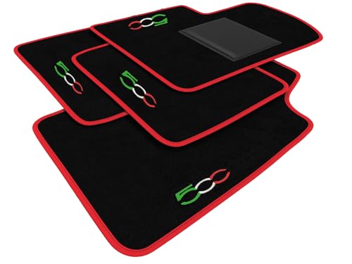 Tapis de voiture pour Fiat 500 dès 2010 sur mesure moquette bordure tricolore
